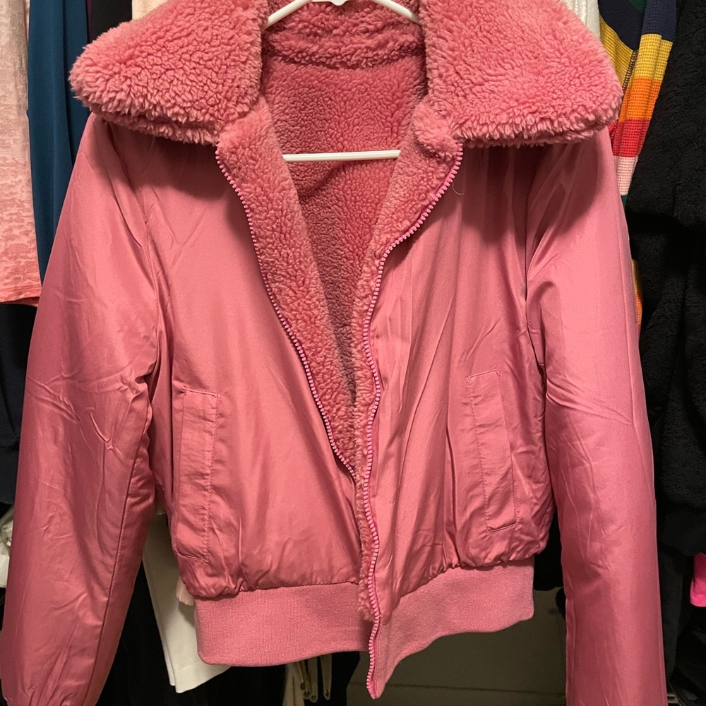 Brand new New York & Co. pink bomber jacket. Reversible, size small